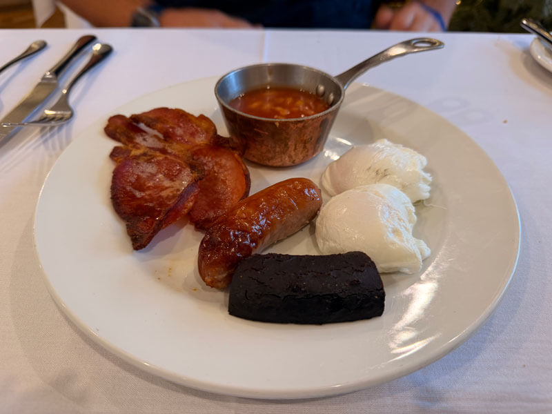 Full English breakfast at the Old New Inn Bourton-on-the-Water, Cotswolds