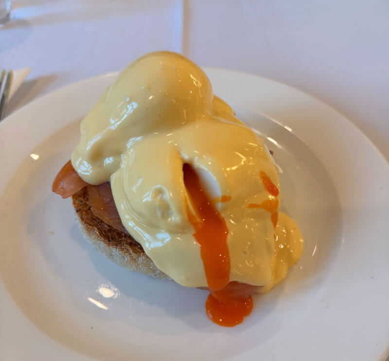 Eggs Benedict breakfast at the Old New Inn Bourton-on-the-Water with Cackle Bean eggs