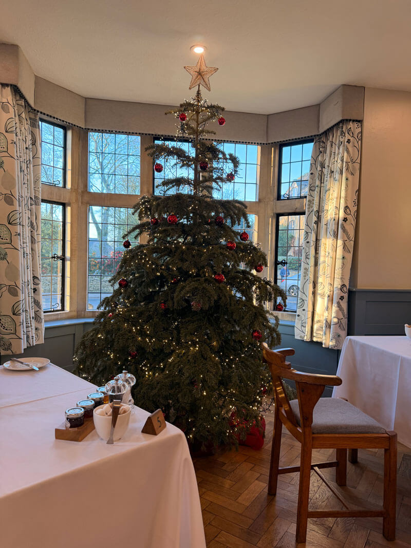 Breakfast table display at the Old New Inn Bourton-on-the-Water with continental spread