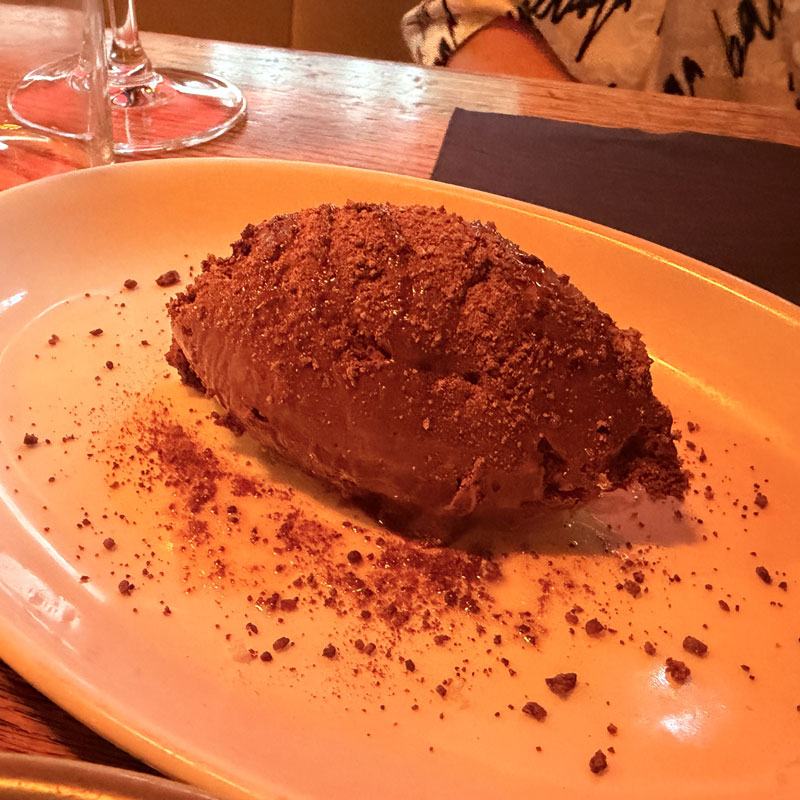 Dark chocolate mousse at Ember Yard Soho