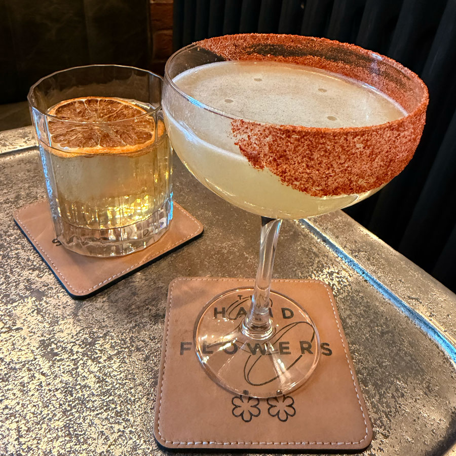 Pre-dinner cocktails at The Hand and Flowers bar, Marlow — Tom Kerridge's two Michelin star pub