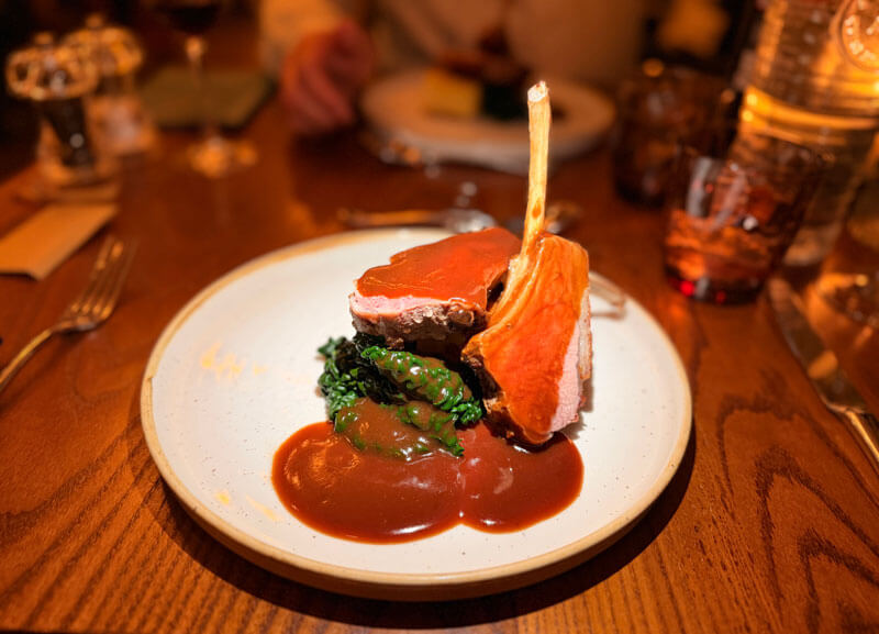 New Year's Eve main course rack of lamb at the Old New Inn Bourton-on-the-Water