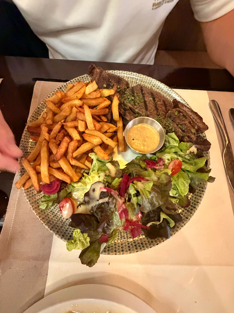 Steak main course at Perard restaurant, Le Touquet
