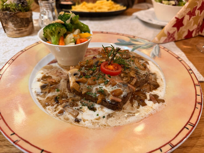 Steak dish served at The Stag restaurant