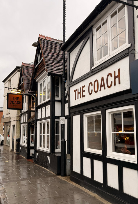 The timbered frontage of The Coach in Marlow