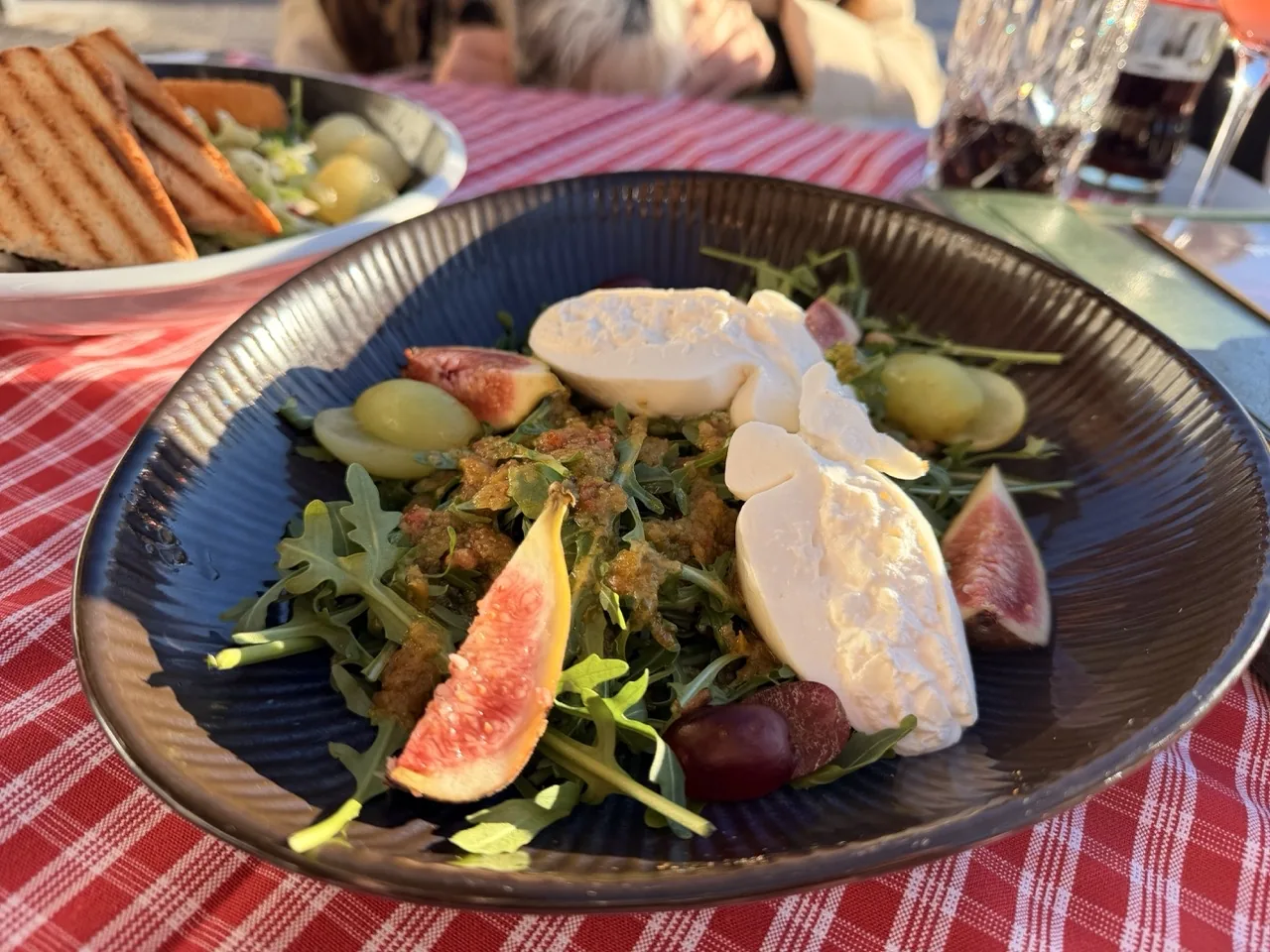 A mozzarella salad with figs and grapes at Gasthof Batzenhäusl, far better than a mozzarella salad has any right to be