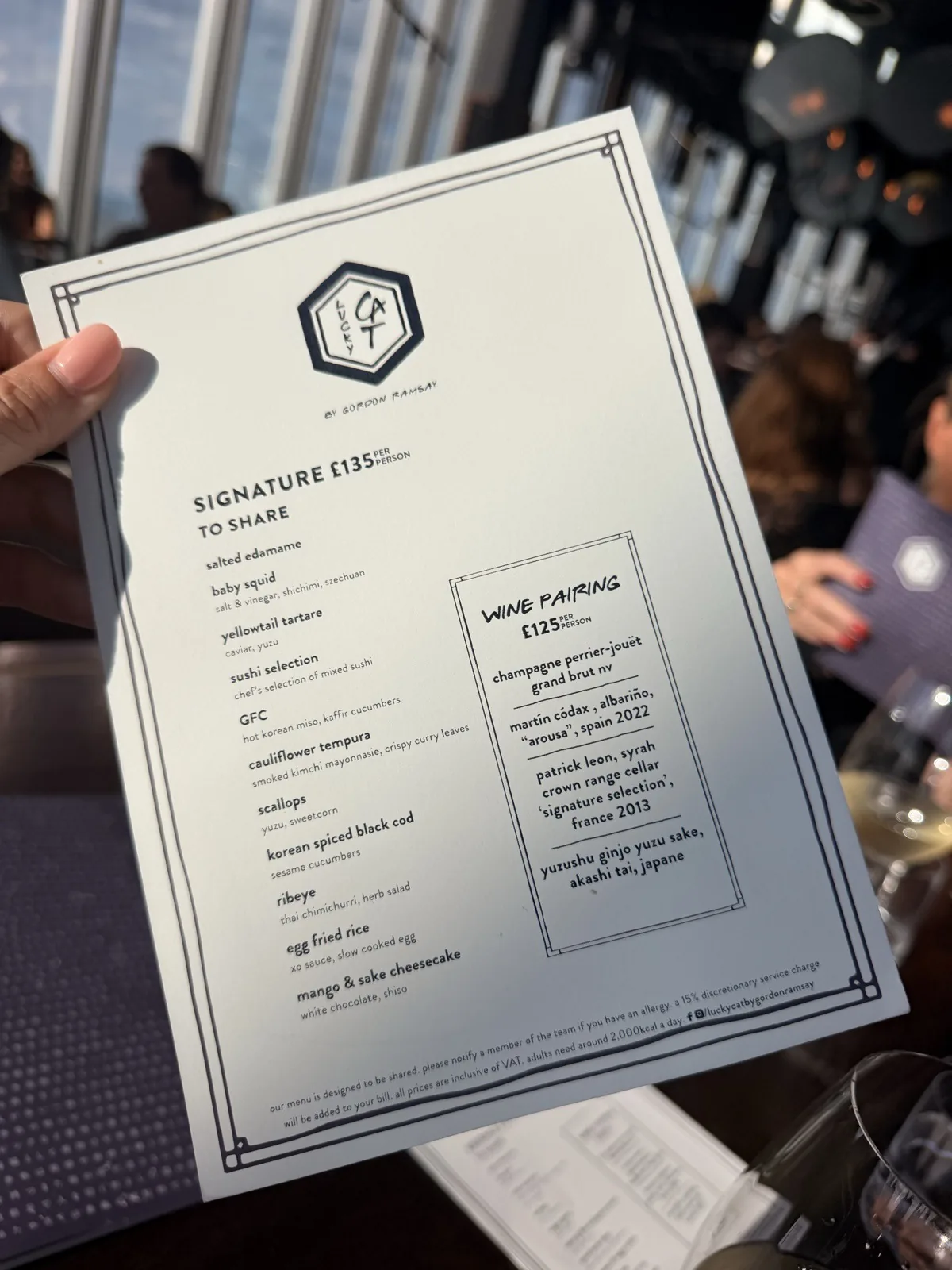The Signature tasting menu at Lucky Cat 22 Bishopsgate, the middle of the three set sharing menus at 135 pounds a head