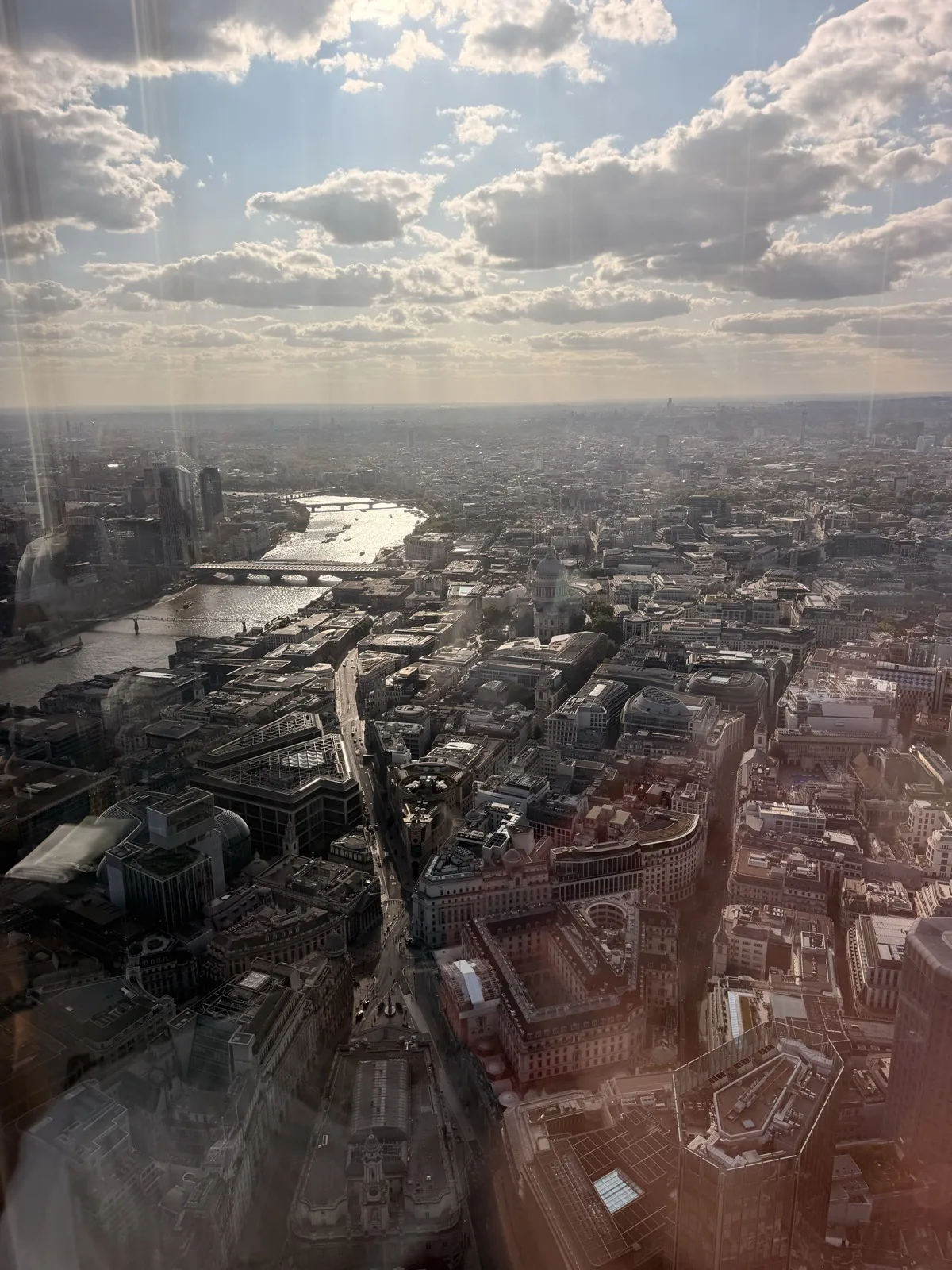 The Thames and the Shard seen from the lift lobby on the way up to Lucky Cat, the view that had us stopping dead