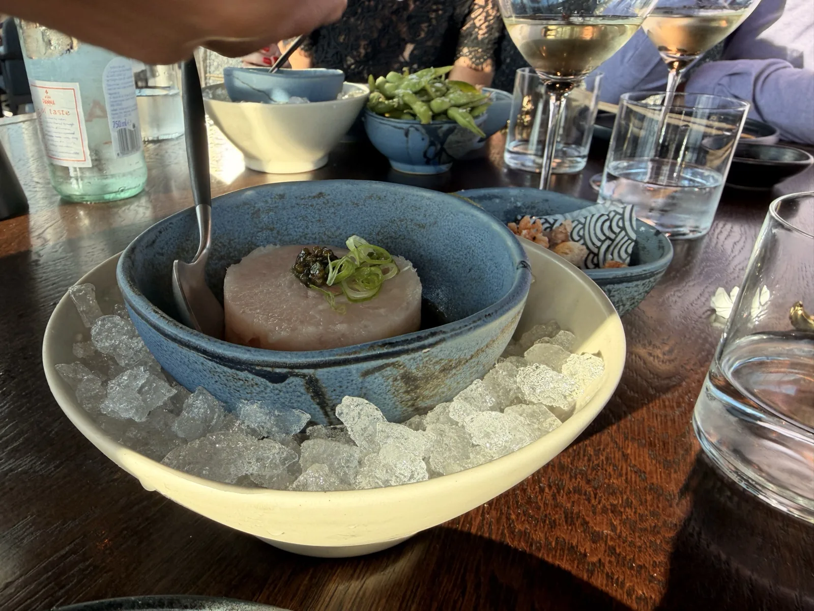Yellowtail tartare with avocado, yuzu and a little caviar, mixed at the table at Lucky Cat 22 Bishopsgate