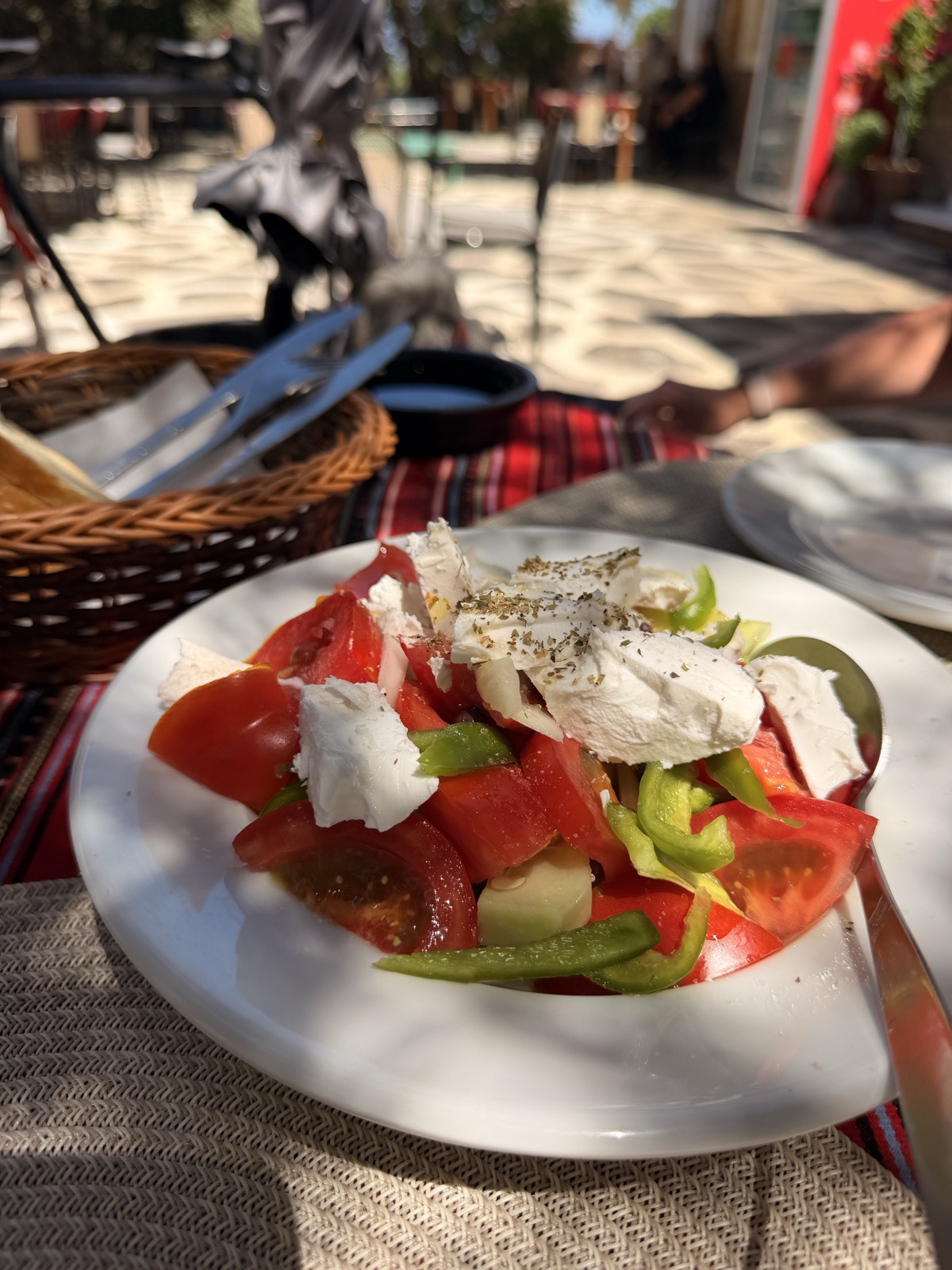 A proper Greek salad at the mountain taverna above Agios Nikolaos, Crete