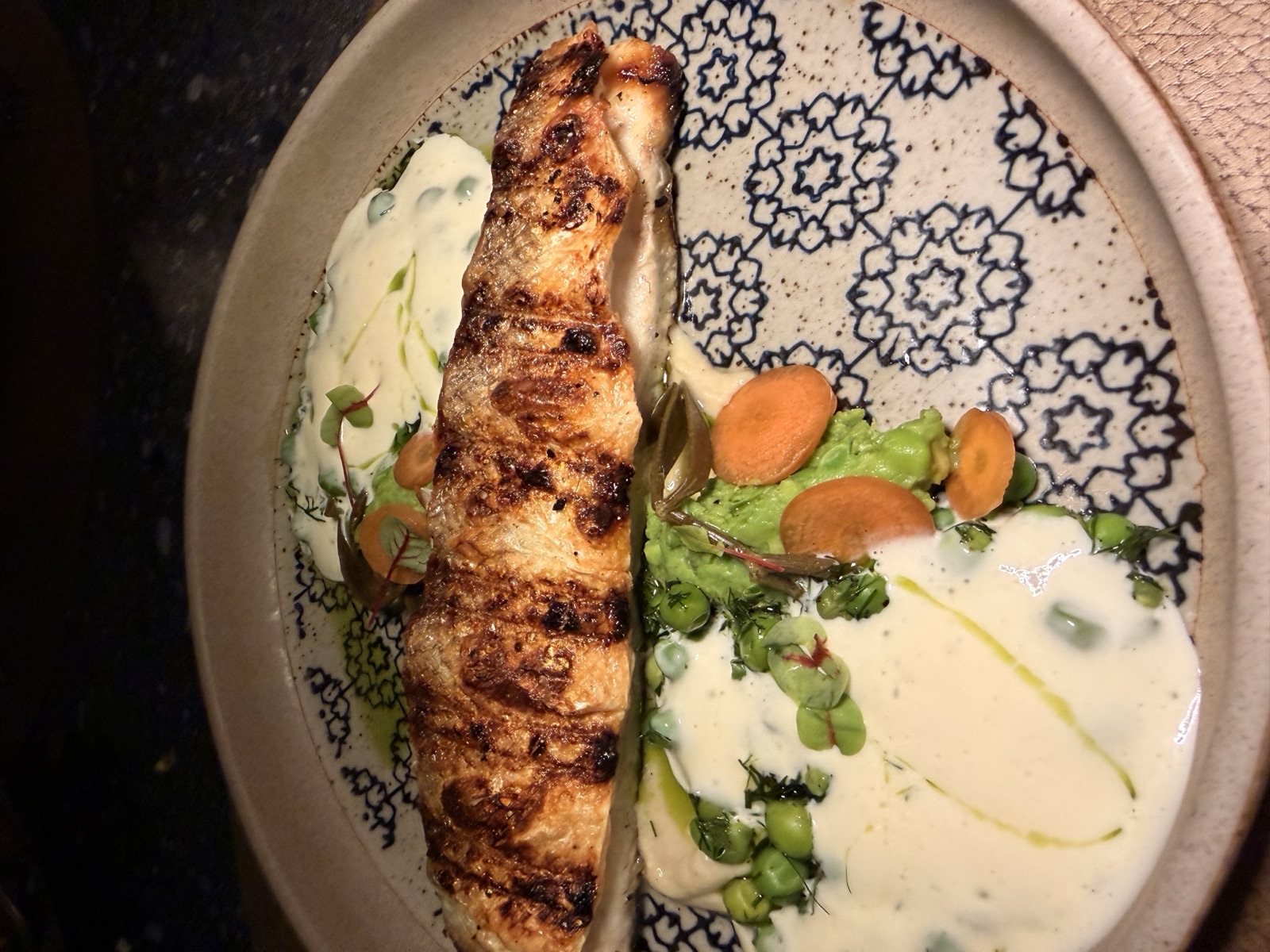 Sea bass fillet a la polita