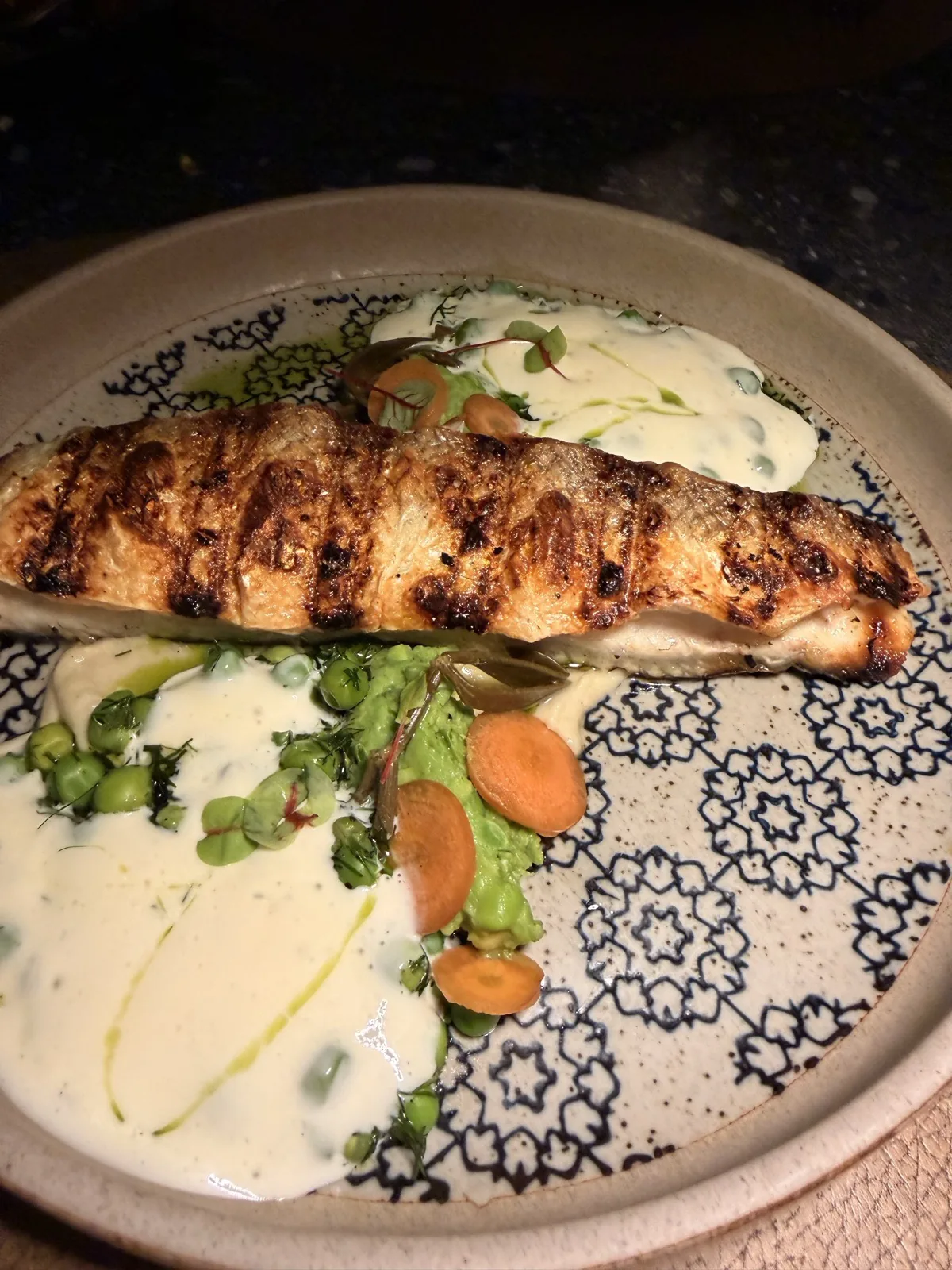 Sea bass fillet a la polita