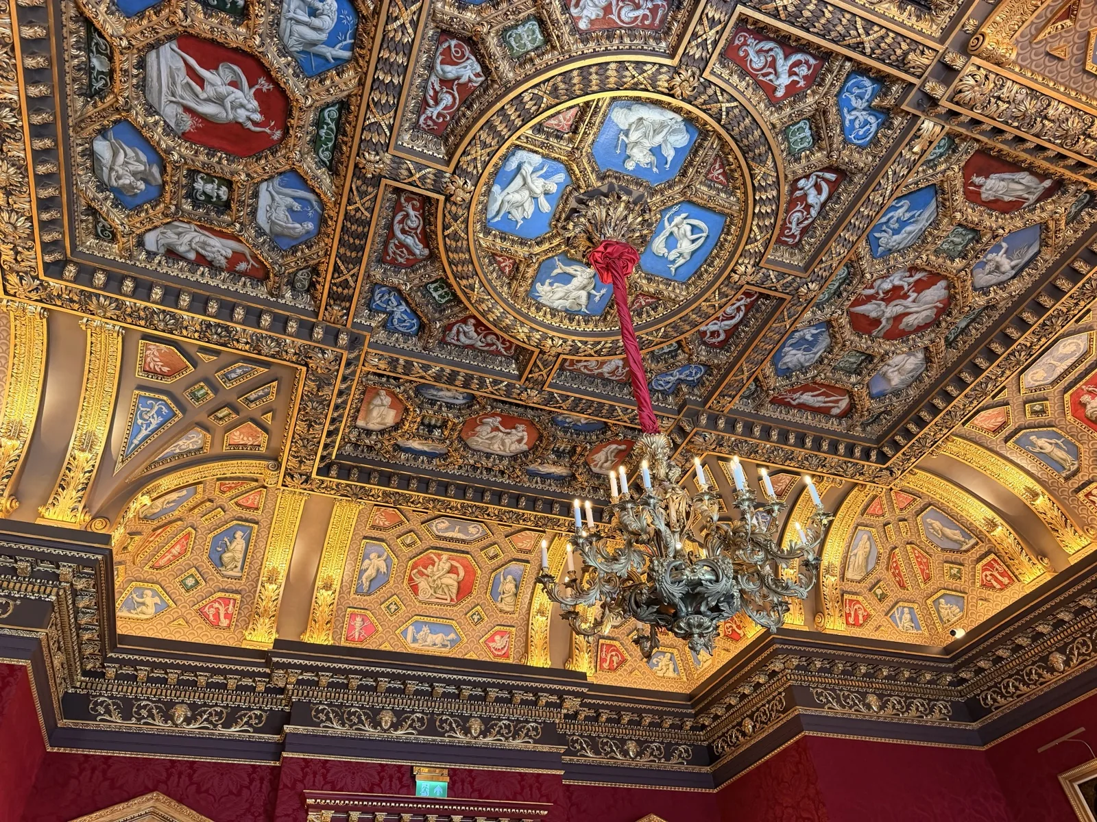 The painted and gilded ceiling of William Kent House at The Ritz London