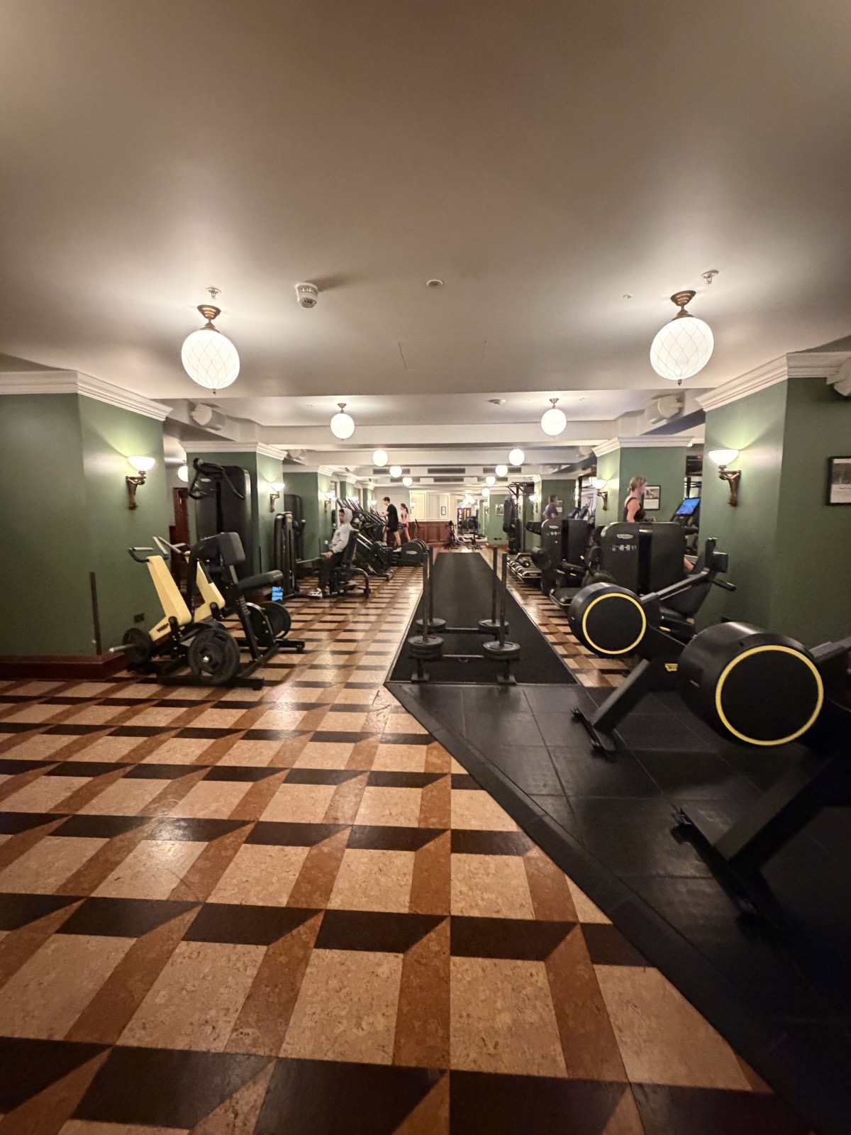 The twenty four hour gym at Ned's Club, on basement three at The Ned