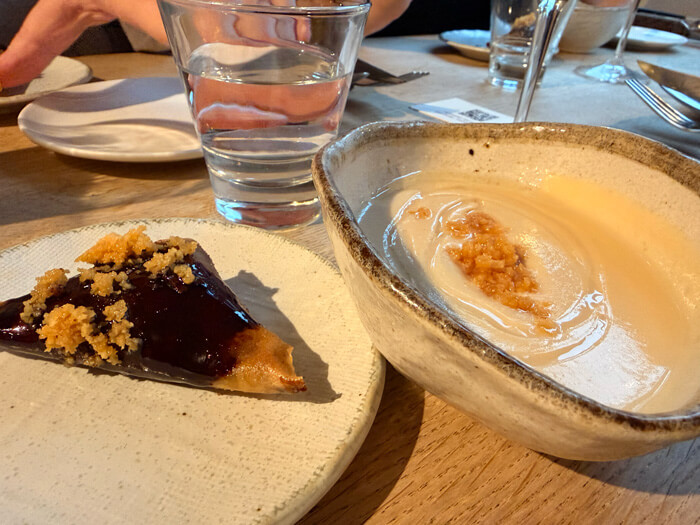 Cauliflower-Cheese-Soup-with-Beef,-Cheddar-&-Marmite-Samosa